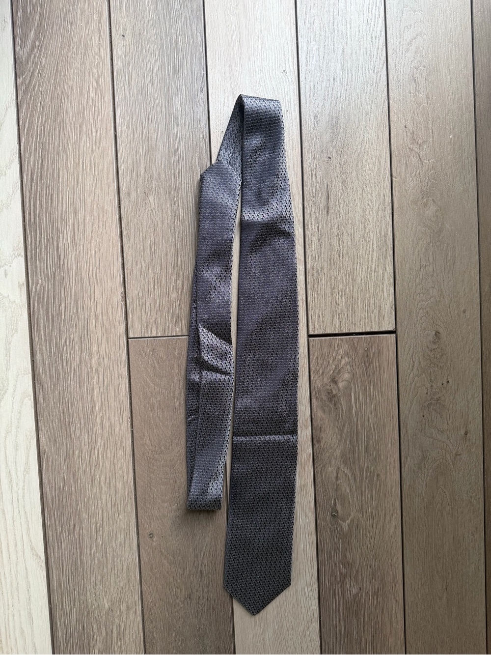 Canali Italy Silk Tie Gray Geometric Pattern